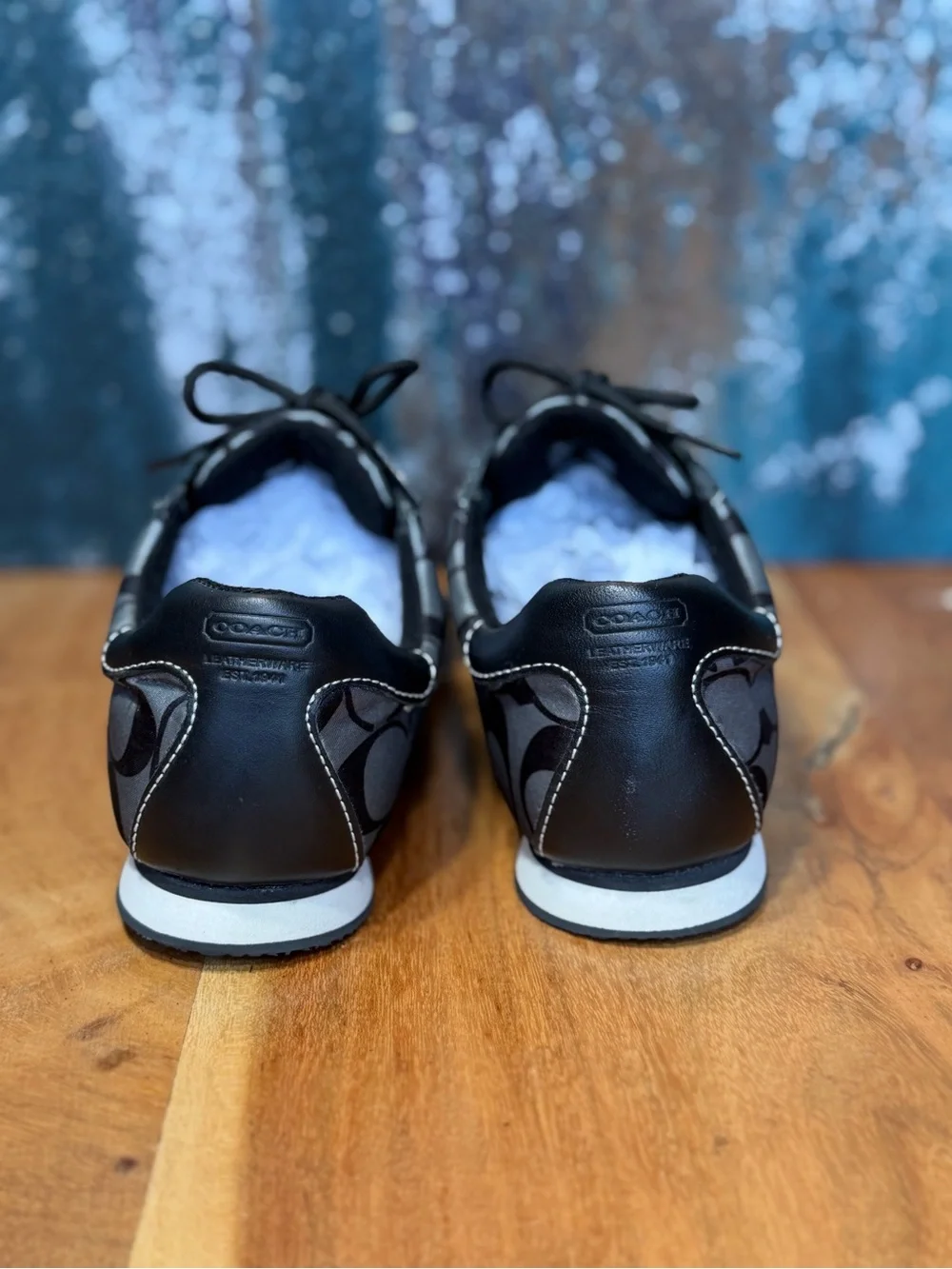 Coach Vintage Y2K Kirby Monogram Sateen Sneakers Black Gray‎ Size 7 EUC